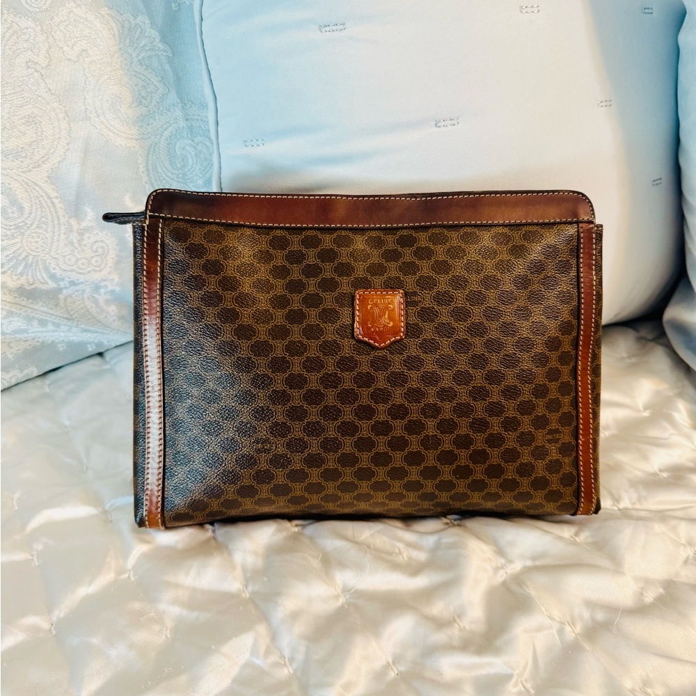 Celine Dark Brown Geometric Clutch